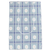 Blue Checkered Daisy pattern Medium Cadeauzakje (Achterkant)