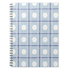 Blue Checkered Daisy pattern Notitieboek