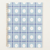 Blue Checkered Daisy pattern Planner (Voorkant)