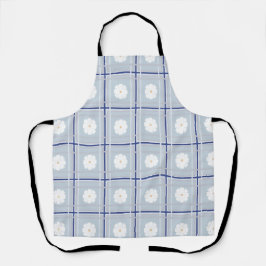 Blue Checkered Daisy pattern Schort