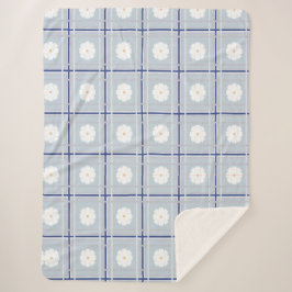 Blue Checkered Daisy pattern Sherpa Deken