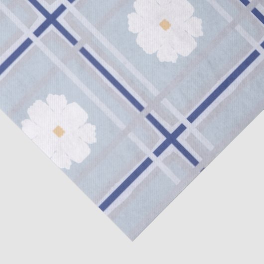 Blue Checkered Daisy pattern Tissuepapier (Detail)