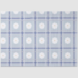 Blue Checkered Daisy pattern Tissuepapier