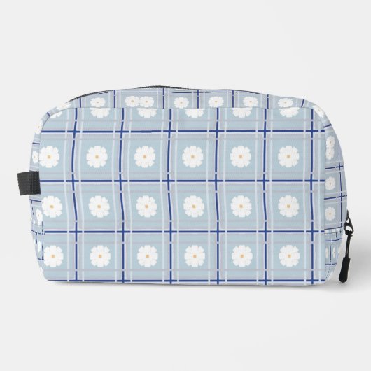Blue Checkered Daisy pattern Toilettasje (Voorkant)