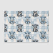 Blue Checkered Highland Cow Cute Tissuepapier (Voorkant)
