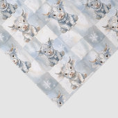 Blue Checkered Highland Cow Snowflake Cool Winter Tissuepapier (Detail)