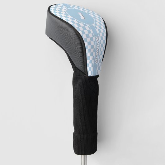 Blue Checkered Pattern Golf Head Hoesje Golfheadcover (Schuin)