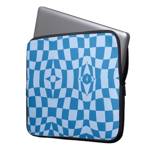 Blue Checkered Pattern Laptop Sleeve (Voorkant Links)