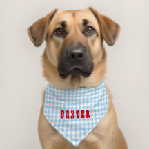 Blue Checkered Pattern Monogram Schattigee Pet Dog