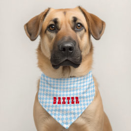 Blue Checkered Pattern Monogram Schattigee Pet Dog