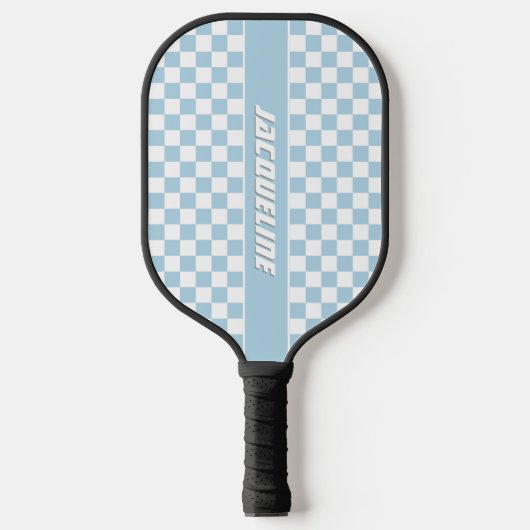 Blue Checkered Pattern Pickleball Paddle (Voorkant)