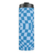 Blue Checkered Pattern Thermosbeker (Voorkant)