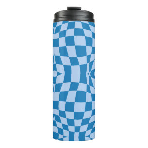 Blue Checkered Pattern Thermosbeker