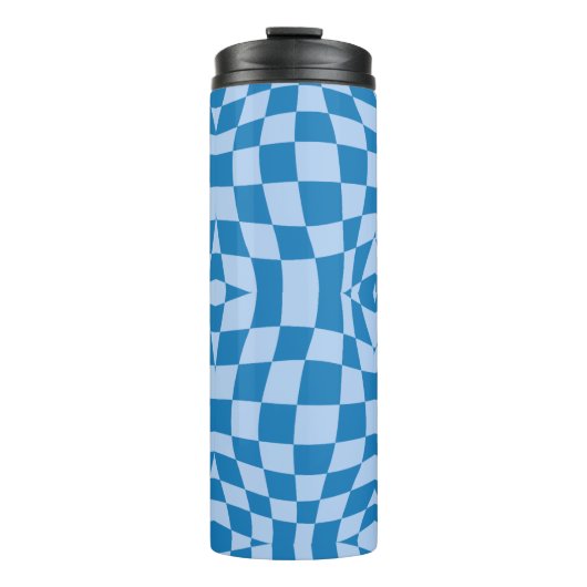 Blue Checkered Pattern Thermosbeker (Voorkant)