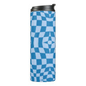 Blue Checkered Pattern Thermosbeker (Gedraaid links)