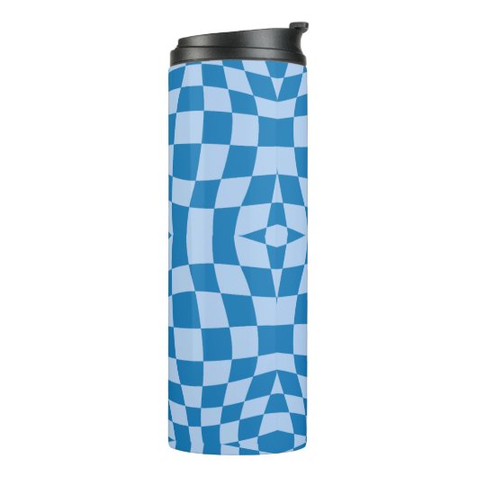 Blue Checkered Pattern Thermosbeker (Gedraaid links)