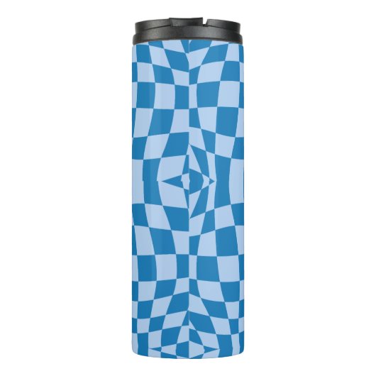 Blue Checkered Pattern Thermosbeker (Achterkant)