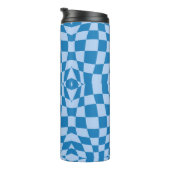 Blue Checkered Pattern Thermosbeker (Geroteerd rechts)