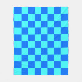 Blue Checkered Square Pattern  Fleece Deken