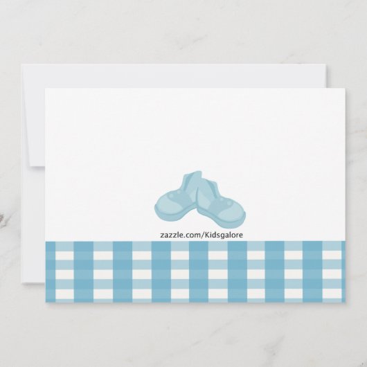 Blue Checkering Clothes Line Baby shower Invitatio Kaart (Achterkant)