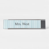 Blue Checkers Naam Bord Bureau Naambordje (Voorkant)