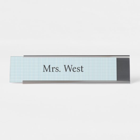 Blue Checkers Naam Bord Bureau Naambordje (Voorkant)