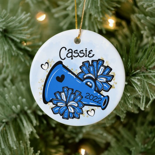 Blue Cheer Ornament Megaphone Pom Pom Cute (Boom)