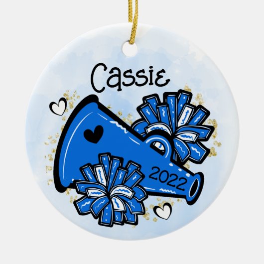 Blue Cheer Ornament Megaphone Pom Pom Cute (Voorkant)