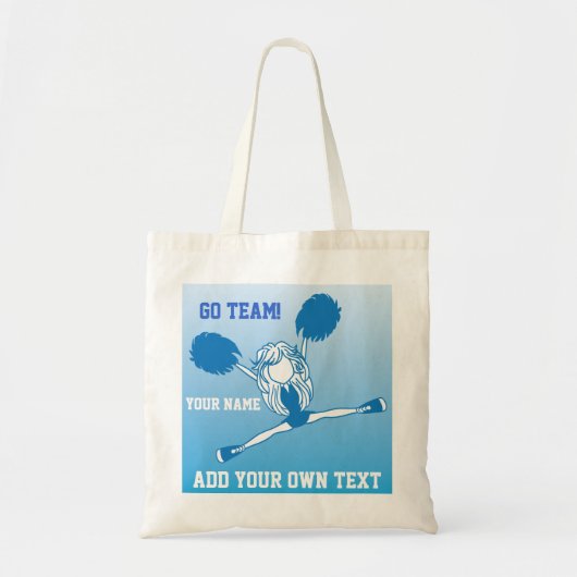 Blue Cheering Silhouette Cheerleader Tote Bag (Voorkant)