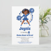 Blue Cheerleader - African American Birthday Kaart (Staand voorkant)