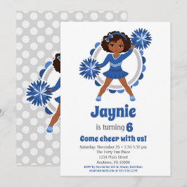 Blue Cheerleader - African American Birthday Kaart