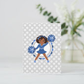 Blue Cheerleader African American - Cute Cheer Briefkaart (Staand voorkant)