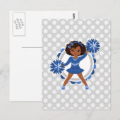 Blue Cheerleader African American - Cute Cheer Briefkaart (Voorkant / Achterkant)