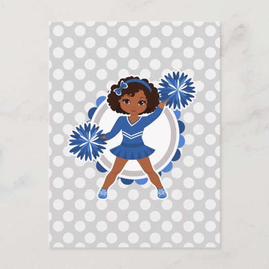 Blue Cheerleader African American - Cute Cheer Briefkaart (Voorkant)