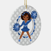 Blue Cheerleader African American - Cute Cheer Keramisch Ornament (Rechts)