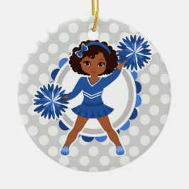 Blue Cheerleader African American - Cute Cheer Keramisch Ornament