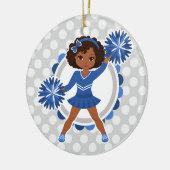 Blue Cheerleader African American - Cute Cheer Keramisch Ornament (Links)