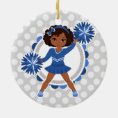 Blue Cheerleader African American - Cute Cheer Keramisch Ornament (Achterkant)