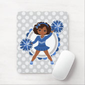 Blue Cheerleader African American - Cute Cheer Muismat (Met muis)