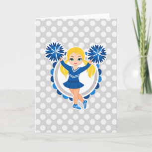 Blue Cheerleader Blonde - Cute Cheer Kaart