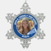Blue Cheerleader Photo High School Tin Sneeuwvlok Ornament (Voorkant)
