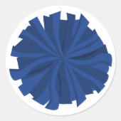 Blue Cheerleader Pom Pom Ronde Sticker (Voorkant)