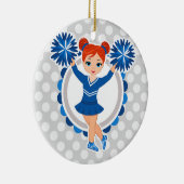 Blue Cheerleader Redhead - Cute Cheer Keramisch Ornament (Rechts)