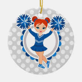 Blue Cheerleader Redhead - Cute Cheer Keramisch Ornament