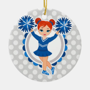 Blue Cheerleader Redhead - Cute Cheer Keramisch Ornament
