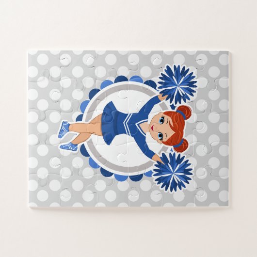 Blue Cheerleader Redhead - Cute Cheer Legpuzzel (Horizontaal)