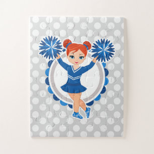 Blue Cheerleader Redhead - Cute Cheer Legpuzzel