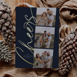 Blue Cheers Eenvoudig Modern Elegant Kerstscript Folie Feestdagenkaart