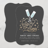 Blue Cheers to the Little One Sip & See Uitnodigin Kaart (Voorkant / Achterkant)