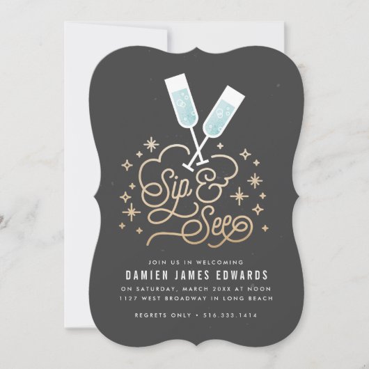 Blue Cheers to the Little One Sip & See Uitnodigin Kaart (Voorkant)